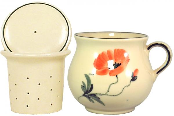 Mollytasse mit Sieb und Deckel Mohn