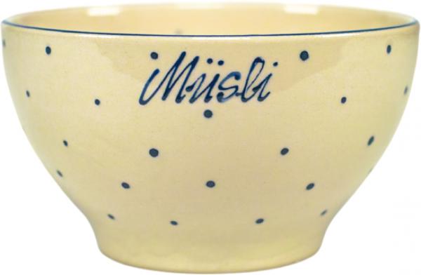 Müslischale 15 mit Schrift (1 Zeile) hell 1 Punkt