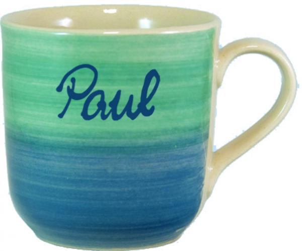 Namensbecher mit Schrift (1 Zeile) Aqua