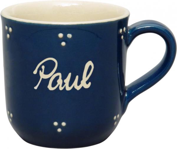 Namensbecher mit Schrift (1 Zeile) blau 3 Punkt