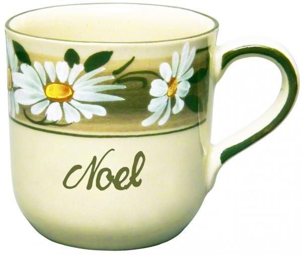 Namensbecher mit Schrift (1 Zeile) Dekor Margueritenblume