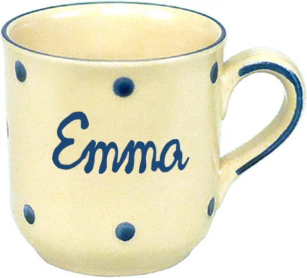 Namensbecher mit Schrift (1 Zeile) Elli blau