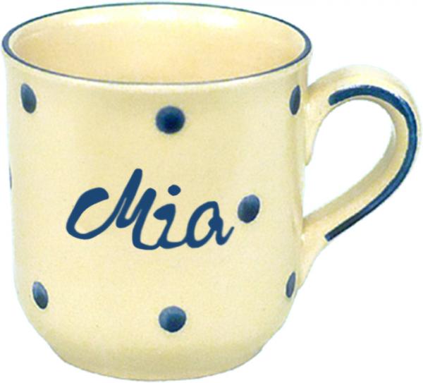 Namensbecher mit Schrift (1 Zeile) Elli blau