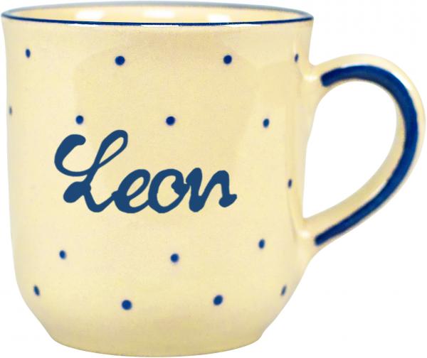 Namensbecher mit Schrift (1 Zeile) hell 1 Punkt