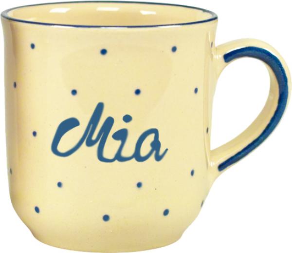 Namensbecher mit Schrift (1 Zeile) hell 1 Punkt