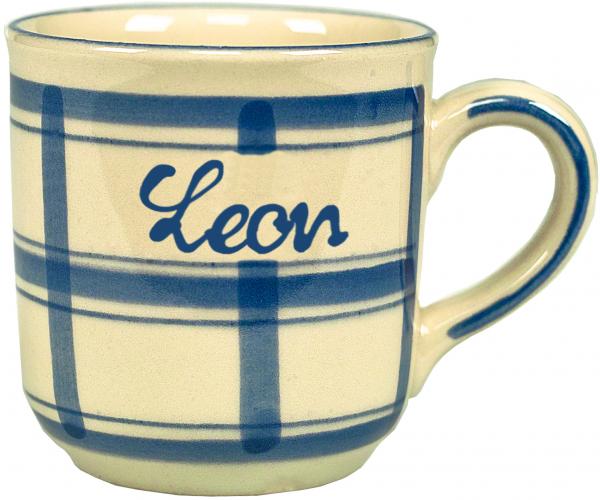 Namensbecher mit Schrift (1 Zeile) karo