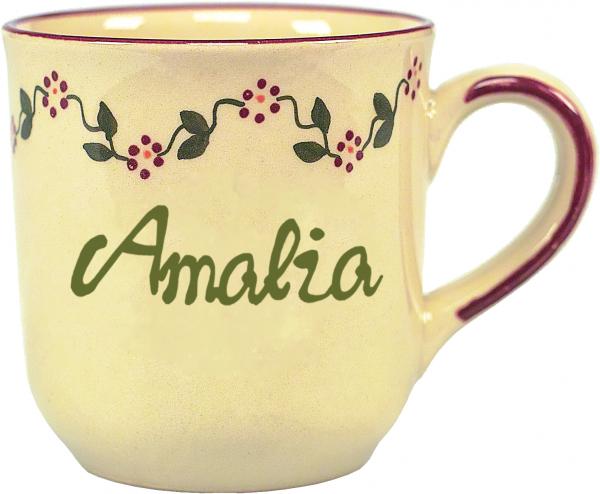 Namensbecher mit Schrift (1 Zeile) Vergissmeinnicht bordeaux