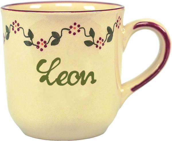 Namensbecher mit Schrift (1 Zeile) Vergissmeinnicht bordeaux