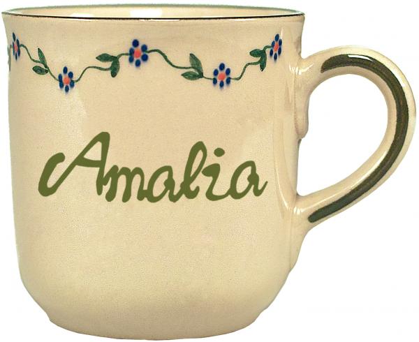 Namensbecher mit Schrift (1 Zeile) Vergissmeinnicht