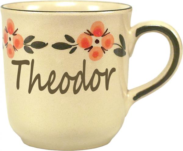 Namensbecher (2 Zeilen) Wilde Rose