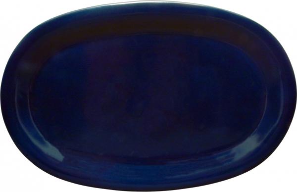 Platte 37 oval glänzend blau