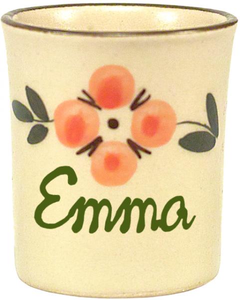 Schnaps-/Eierbecher mit Schrift (1 Zeile) Wilde Rose