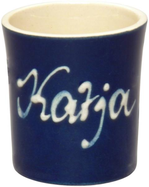 Schnaps-/Eierbecher mit Schrift (1 Zeile) glänz.blau