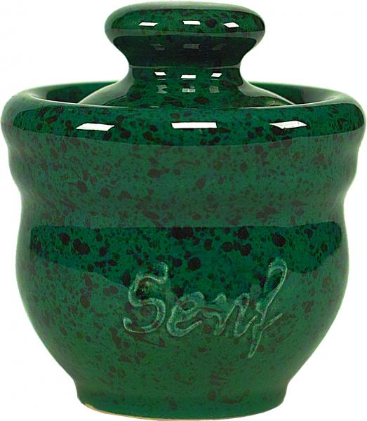 Senftopf grün Sprenkel