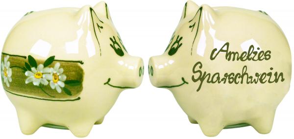 Sparschwein mittel mit Schrift (2 Zeilen)