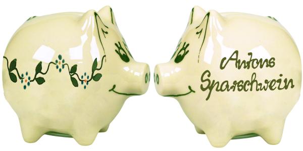 Sparschwein mittel mit Schrift (2 Zeilen)