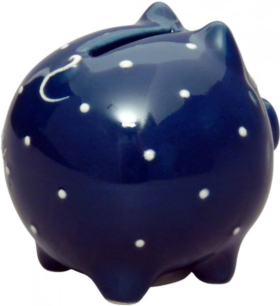 Sparschwein klein blau 1 Punkt