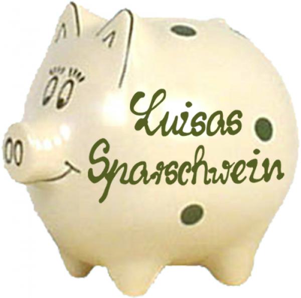 Sparschwein mittel mit Schrift (2 Zeilen)