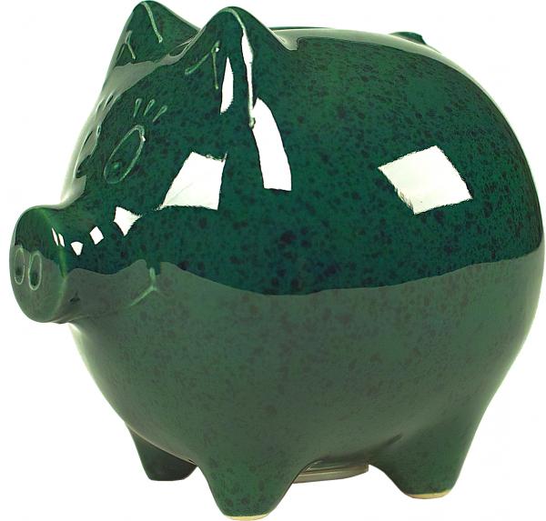 Sparschwein groß grün Sprenkel