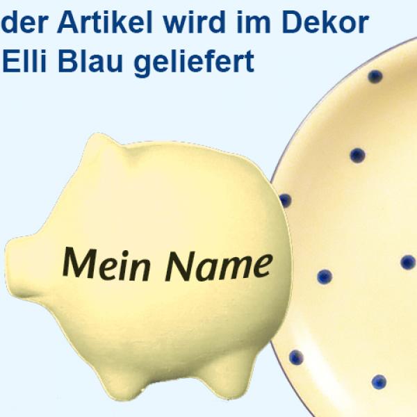 Sparschwein mittel mit Schrift (1 Zeile) Elli blau