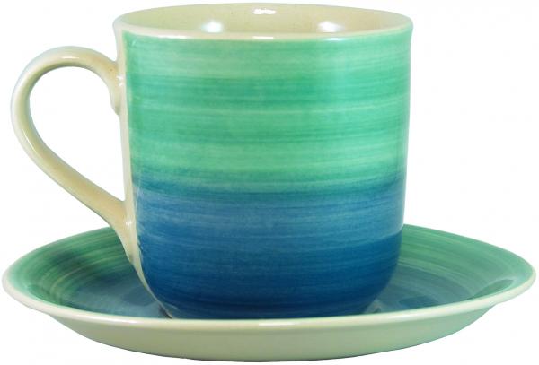Kaffeebecher mit Schrift (2 Zeilen) Aqua