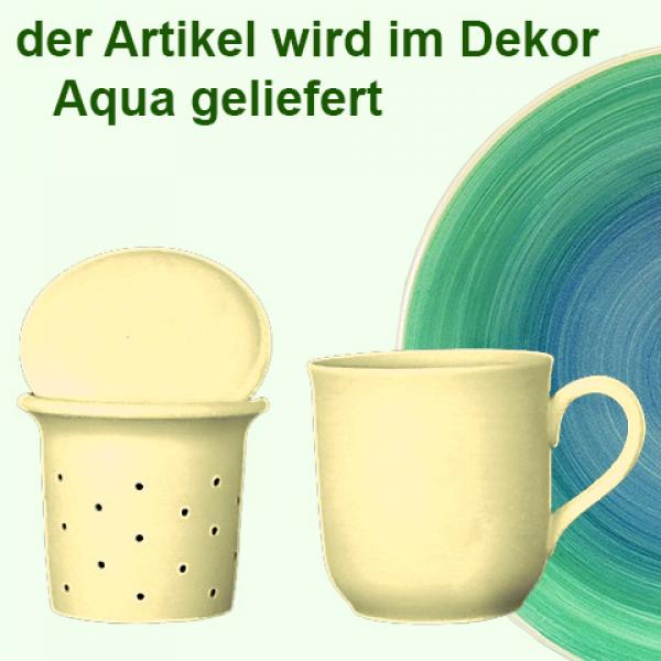 Teebecher mit Sieb und Deckel Aqua