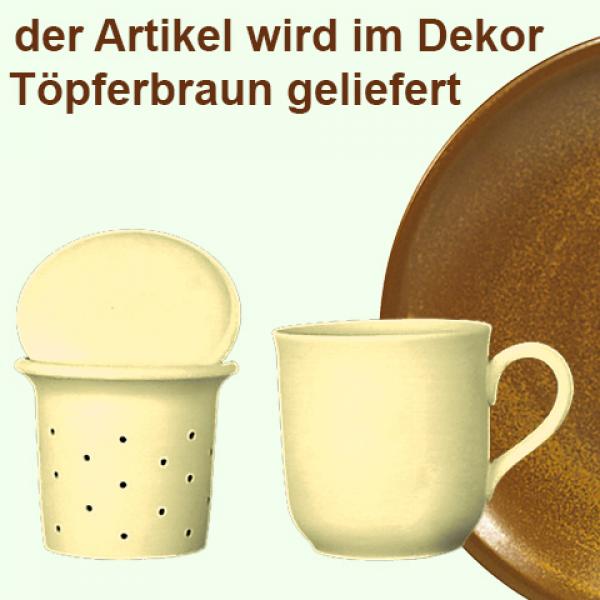 Teebecher mit Sieb und Deckel braun