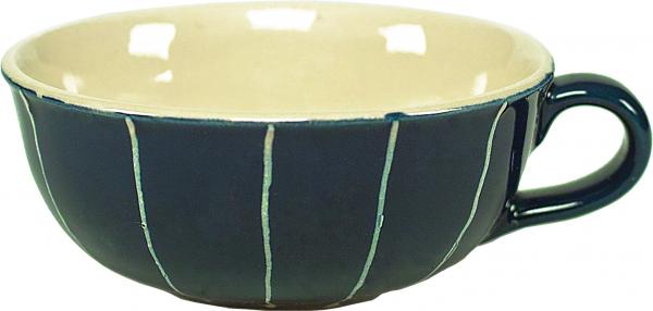 Teeschale blau Nadelstreifen