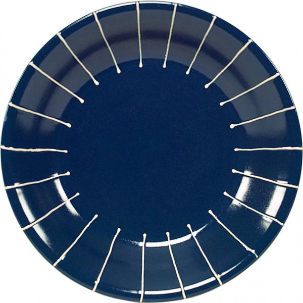 Teller 24 tief Nadelstreifen blau