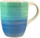 Cappuccinotasse mit Schrift (2 Zeilen) Aqua