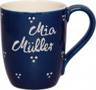 Cappuccino mit Schrift (2 Zeilen) blau 3 Punkt