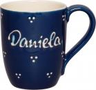 Cappuccino mit Schrift (2 Zeilen) blau 3 Punkt