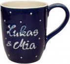 Cappuccino with font (2 Zeilen) Blue 1 point