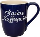 Cappuccino mit Schrift (2 Zeilen) glänzend blau