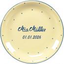 Dessertteller 19 mit Schrift (2 Zeilen) hell 1 Punkt