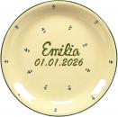 Dessertteller 19 mit Schrift (2 Zeilen) Streublume