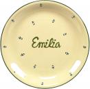 Dessertteller 19 mit Schrift (1 Zeile) Streublume