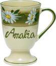 Fußtasse mit Schrift (1 Zeile) Dekor Margueritenblume