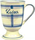 Fußtasse mit Schrift (1 Zeile) karo