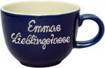 Jumbotasse mit Schrift (2 Zeilen) glänzend blau