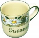Kaffeebecher mit Schrift Dekor Margueritenblume