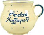 Mollytasse mit Schrift (2 Zeilen) hell 1 Punkt