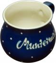 Mollytasse mit Schrift blau 1 Punkt