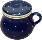Mollytasse mit Sieb und Deckel blau 1 Punkt
