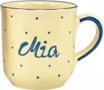 Namensbecher mit Schrift (1 Zeile) hell 1 Punkt