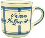 Kaffeebecher mit Schrift (2 Zeilen) karo