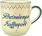 Kaffeebecher mit Schrift (2 Zeilen) matt hell 1 Punkt