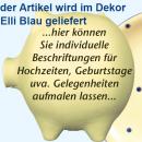 Sparschwein groß mit Schrift (3 Zeilen) Elli blau
