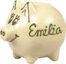 Sparschwein klein mit Schrift (1 Zeile) Wilde Rose